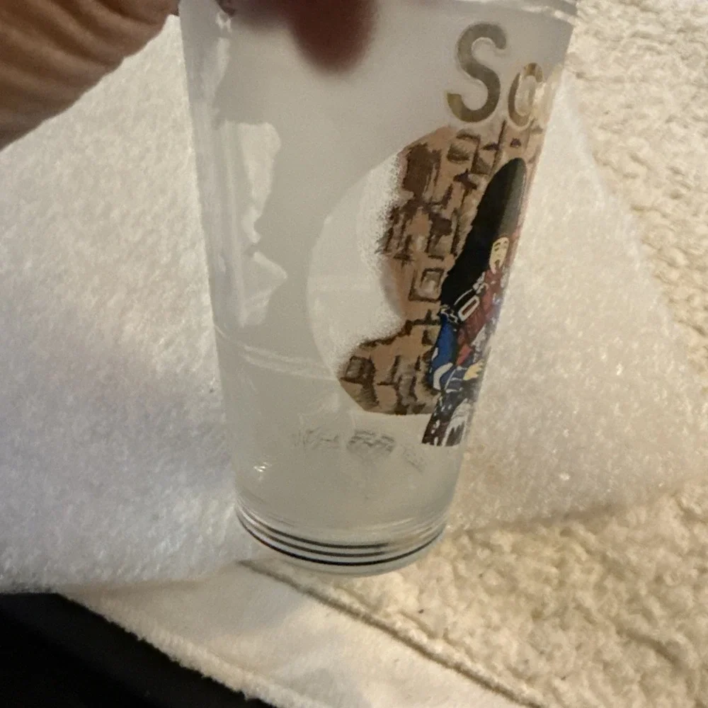 VTG Libbey Glass Tumbler Scottish Highlander Plaid Kilt 16 oz